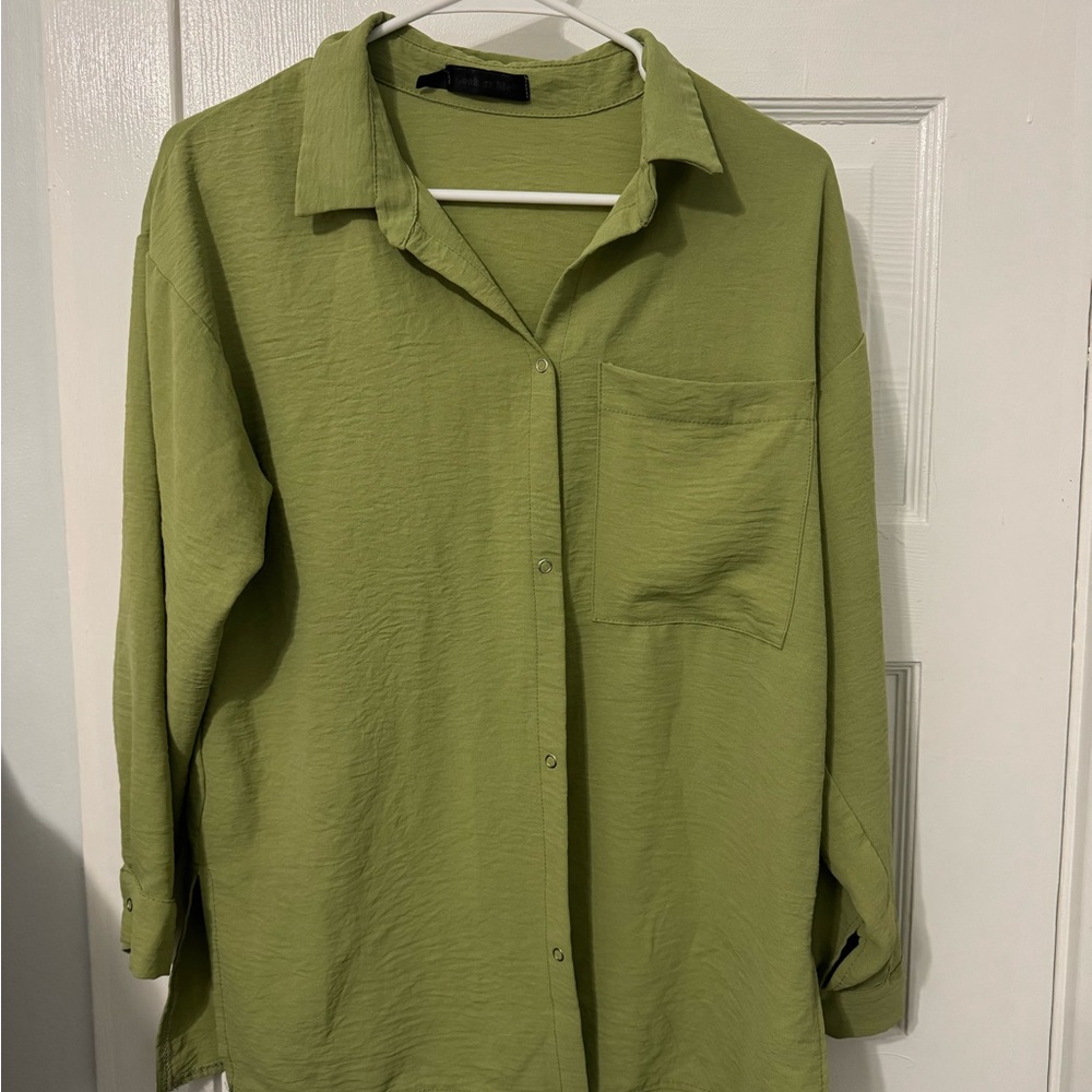 Green Button-Up Shirt